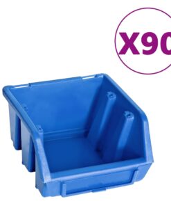 vidaXL 96-delige Opslagbakkenset met wandpanelen blauw en zwart