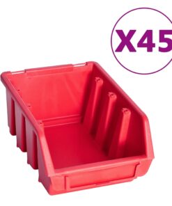 vidaXL 96-delige Opslagbakkenset met wandpanelen rood en zwart