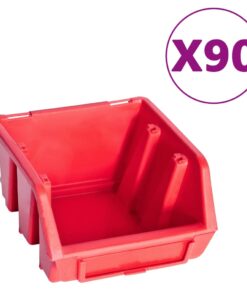vidaXL 96-delige Opslagbakkenset met wandpanelen rood en zwart