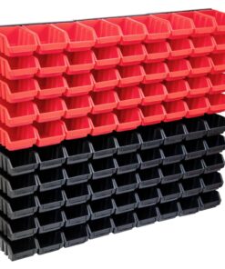 vidaXL 96-delige Opslagbakkenset met wandpanelen rood en zwart