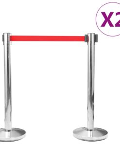 vidaXL Afzetpalen 4 st met banden roestvrij staal zilverkleurig