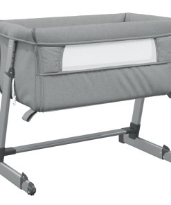 vidaXL Babybed met matras linnen lichtgrijs
