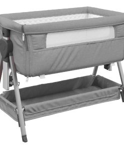 vidaXL Babybed met matras linnen lichtgrijs