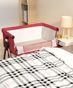 vidaXL Babybox met matras linnen rood