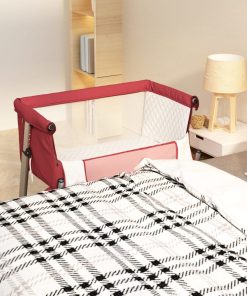 vidaXL Babybox met matras linnen rood