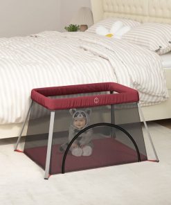 vidaXL Babybox met matras linnen rood