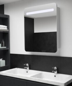vidaXL Badkamerkastje met spiegel LED 68x9x80 cm