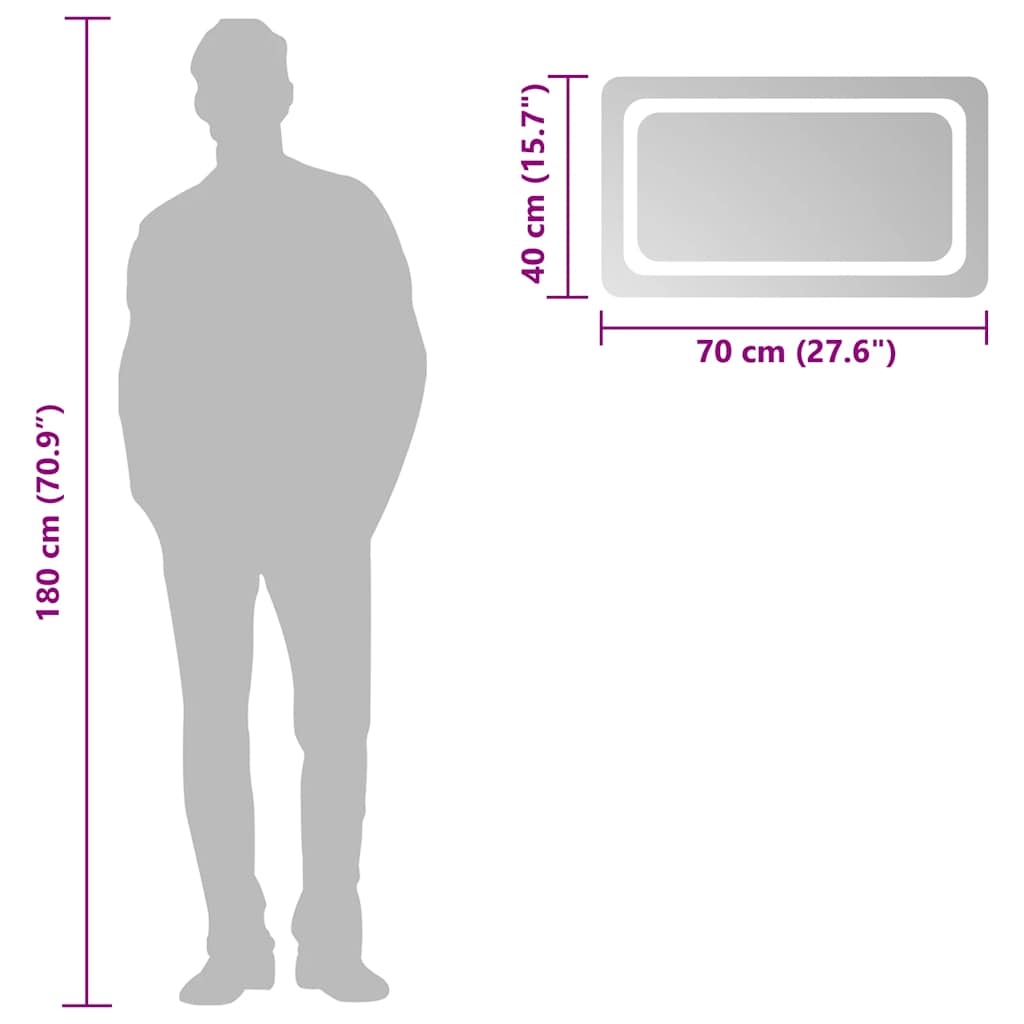 vidaXL Badkamerspiegel LED 70x40 cm - Afbeelding 6