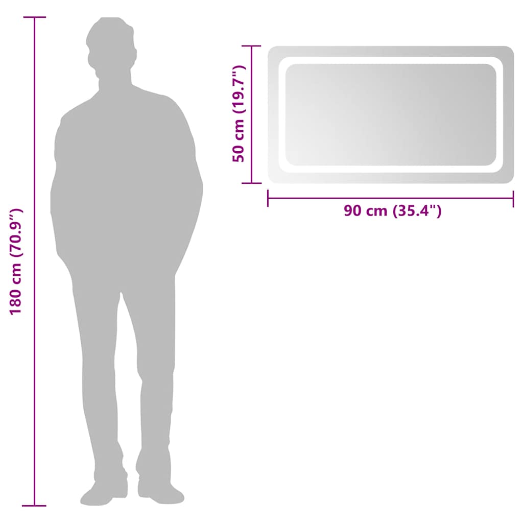 vidaXL Badkamerspiegel LED 90x50 cm - Afbeelding 6