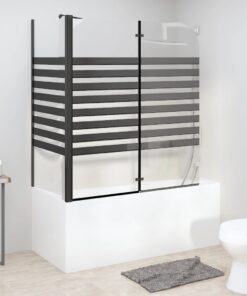 vidaXL Badwand gestreept 120x68x130 cm gehard glas