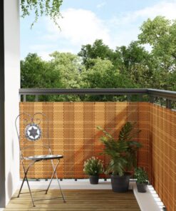 vidaXL Balkonscherm 400x80 cm poly rattan lichtbruin
