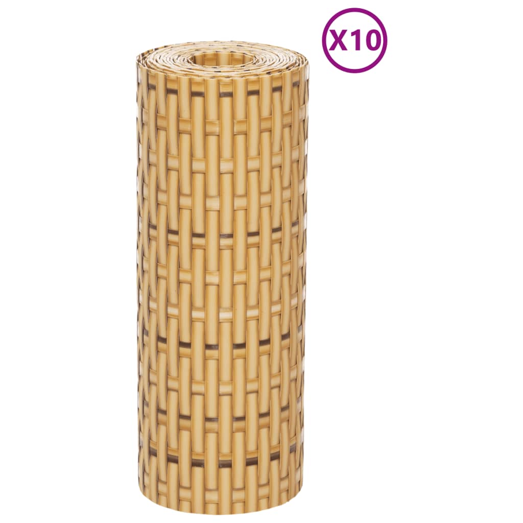 vidaXL Balkonschermen 10 st 255x19 cm poly rattan lichtbruin - Image 3