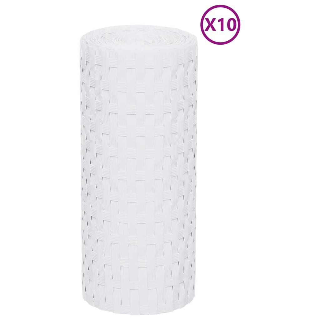 vidaXL Balkonschermen 10 st 255x19 cm poly rattan wit - Image 3