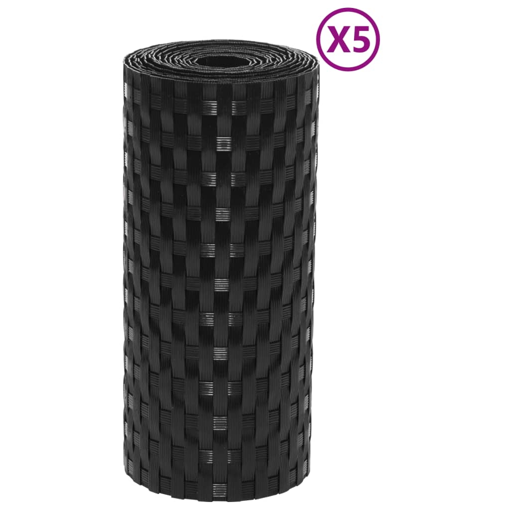 vidaXL Balkonschermen 5 st 255x19 cm poly rattan zwart - Image 3