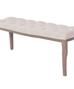vidaXL Bank 110x38x48 cm linnen massief hout crèmewit