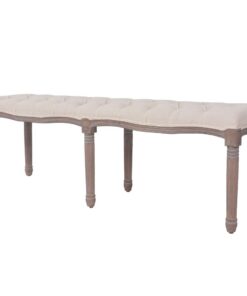 vidaXL Bank 150x40x48 cm linnen massief hout crèmewit