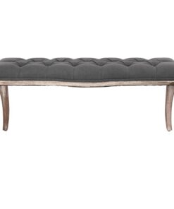 vidaXL Bankje 110x38x48 cm linnen massief hout donkergrijs