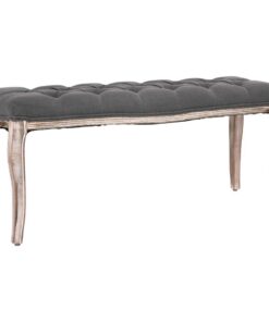 vidaXL Bankje 110x38x48 cm linnen massief hout donkergrijs