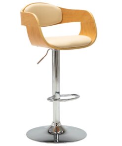 vidaXL Barkruk gebogen hout en kunstleer crèmekleurig