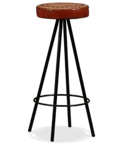 vidaXL Barkrukken 2 st echt leer