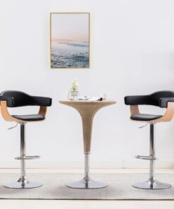 vidaXL Barkrukken 2 st gebogen hout en kunstleer zwart