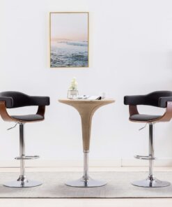 vidaXL Barkrukken 2 st gebogen hout en stof grijs