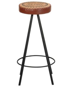 vidaXL Barkrukken 4 st echt leer