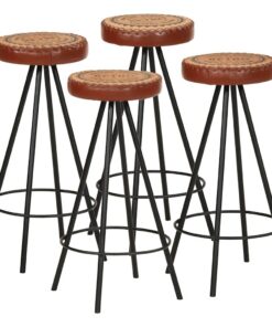 vidaXL Barkrukken 4 st echt leer