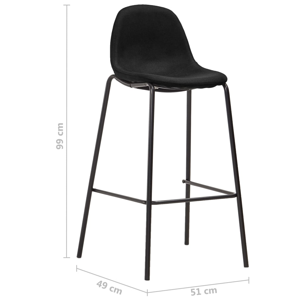 vidaXL Barstoelen 6 st stof zwart - Afbeelding 7