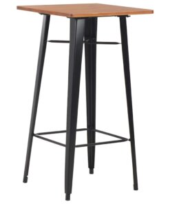 vidaXL Bartafel 60x60x108 cm massief grenenhout staal zwart