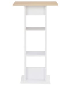 vidaXL Bartafel 60x60x110 cm wit en sonoma eikenkleurig