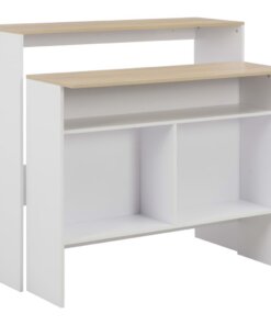 vidaXL Bartafel met 2 tafelbladen 130x40x120 cm wit en eikenkleurig