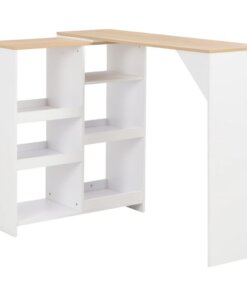 vidaXL Bartafel met verplaatsbaar schap 138x39x110 cm wit