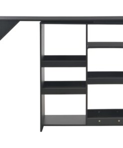 vidaXL Bartafel met verplaatsbaar schap 138x39x110 cm zwart