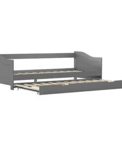 vidaXL Bedbank uittrekbaar grenenhout grijs 90x200 cm