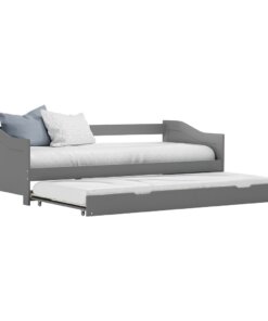 vidaXL Bedbank uittrekbaar grenenhout grijs 90x200 cm