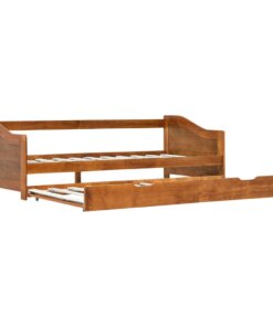 vidaXL Bedbank uittrekbaar grenenhout honingbruin 90x200 cm