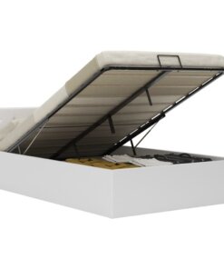 vidaXL Bedframe hydraulisch kunstleer wit 140x200 cm