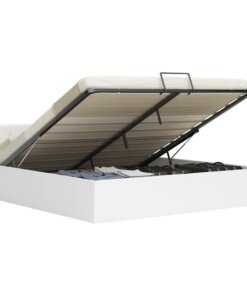 vidaXL Bedframe hydraulisch kunstleer wit 180x200 cm