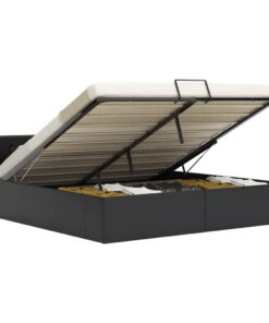 vidaXL Bedframe hydraulisch kunstleer zwart 160x200 cm