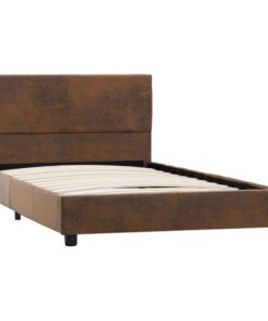 vidaXL Bedframe kunstsuède bruin 100x200 cm