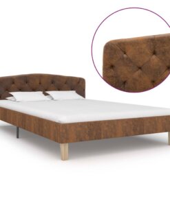 vidaXL Bedframe kunstsuède bruin 120x200 cm