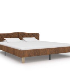 vidaXL Bedframe kunstsuède bruin 180x200 cm
