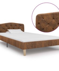 vidaXL Bedframe kunstsuède bruin 90x200 cm