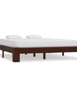 vidaXL Bedframe massief grenenhout donkerbruin 160x200 cm