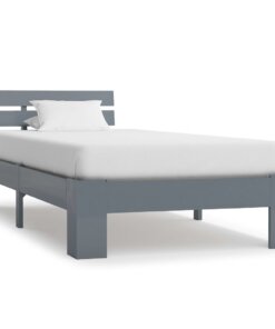 vidaXL Bedframe massief grenenhout grijs 100x200 cm