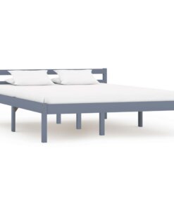 vidaXL Bedframe massief grenenhout grijs 140x200 cm