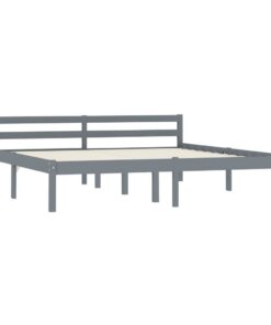 vidaXL Bedframe massief grenenhout grijs 160x200 cm
