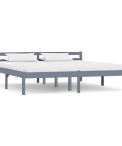vidaXL Bedframe massief grenenhout grijs 160x200 cm