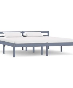vidaXL Bedframe massief grenenhout grijs 180x200 cm